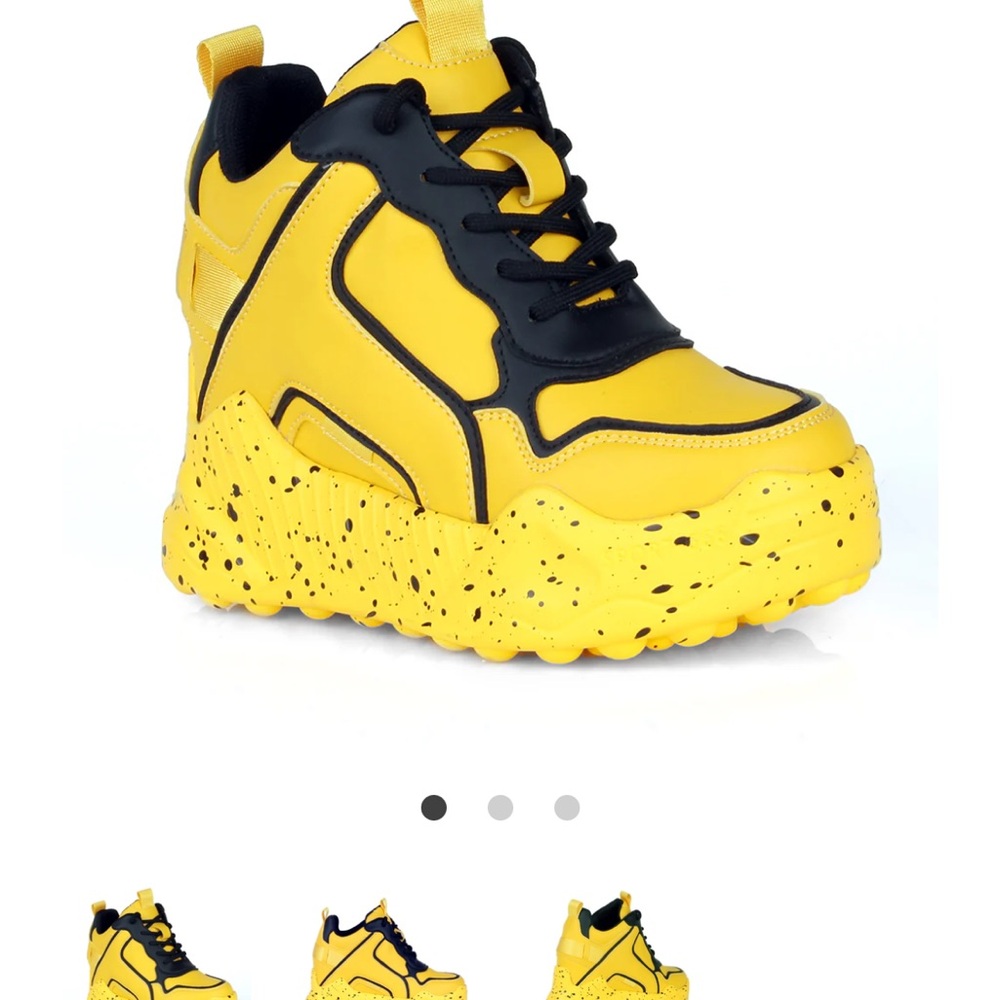 Vibrant Yellow and Black Women's Sneakers